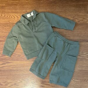 GAP Olive Knit Polo and Cargo Jogger Set